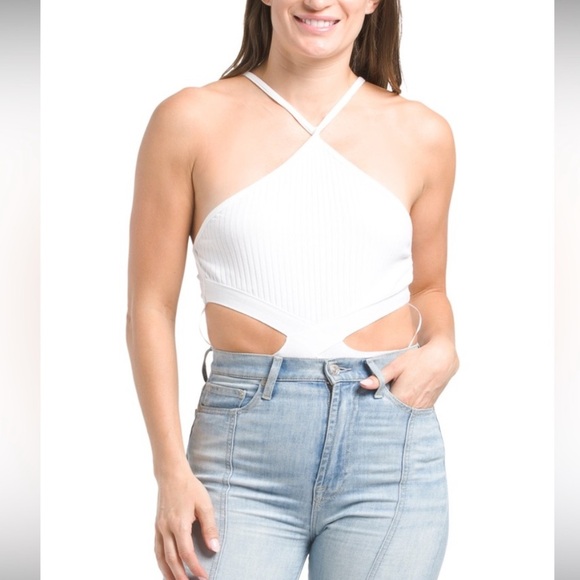 New Zara  White Ribbed cutout Bodysuit - Picture 8 of 13